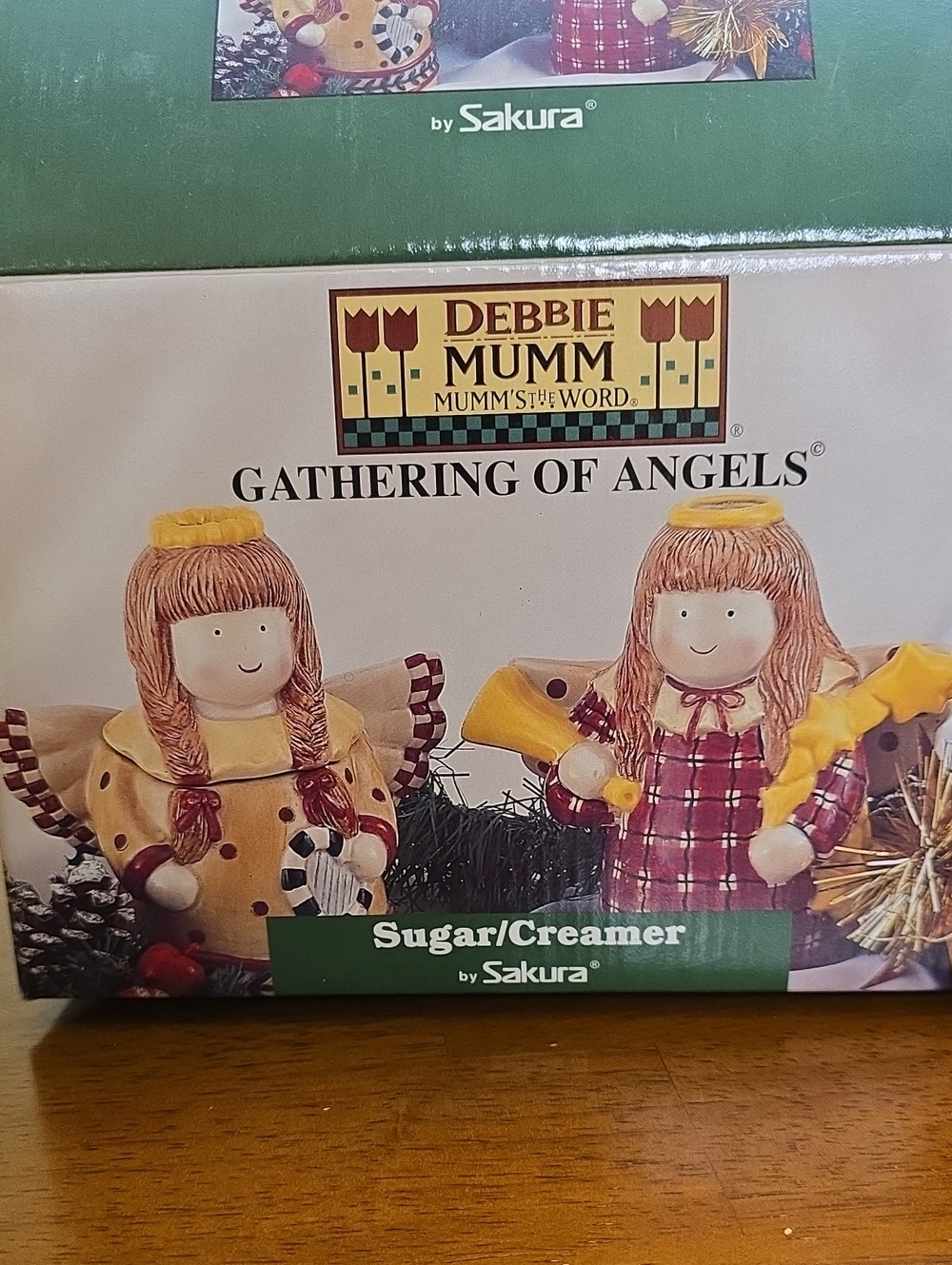 VINTAGE Debbie Mumm "Gathering of Angels" ceramic sugar and creamer set by Sakur - Picture 2 of 11